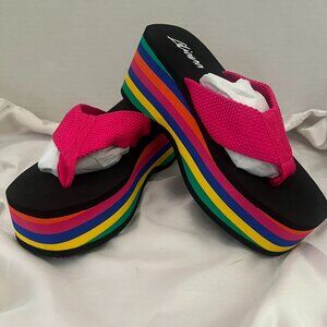 Rainbow Wedge Women's Flip Flops